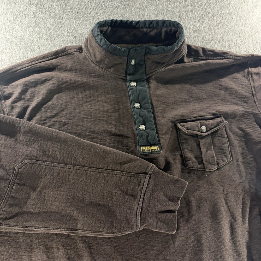 Vintage Polo Ralph Lauren 1/4 Zip Pullover Brown Sweater Men's 4XLT Henley Snap